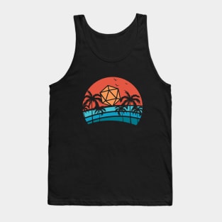 Polyhedral D20 Dice Sunset Tabletop RPG Tank Top